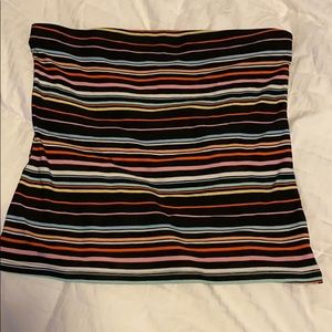 Striped strapless multi color women’s top